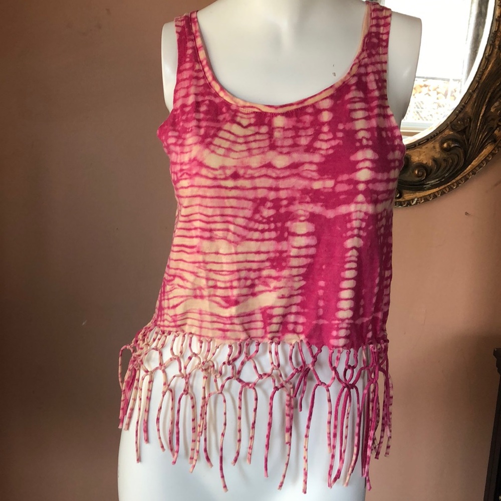 Mason and Mackenzie tiedye crop top braided fringe